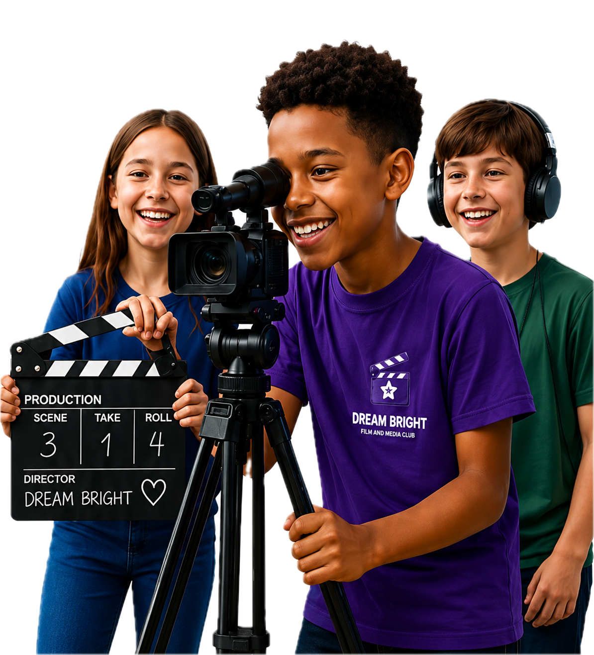 Dream Bright students filming with a camera